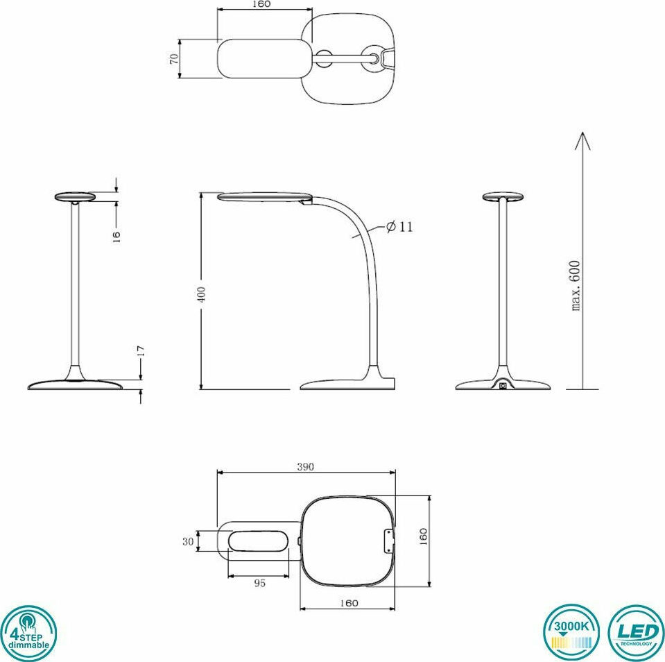 Trio Lighting Polly Φωτιστικό Γραφείου LED με Εύκαμπτο Βραχίονα σε