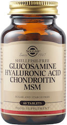 Solgar Meta-Flex Glucosamine Hyaluronic Acid Chondroitin MSM Shellfish Free 60 Tablets