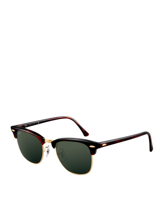 Ray Ban Clubmaster Слънчеви очила с Кафяв Слънчеви очила Пластмасов Рамка и Зелен Леща RB3016 W0366