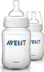 Philips Avent Classic Πλαστικό Μπιμπερό SCF683/27 με Θηλή Αργής Ροής 2*260ml
