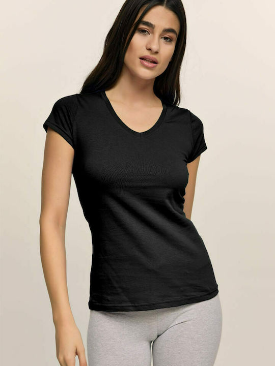 Bodymove Women's Sport T-shirt with V Neckline Black