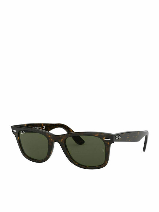 Ray Ban Wayfarer Слънчеви очила с Кафяв Слънчеви очила Пластмасов Рамка и Зелен Леща RB2140 902