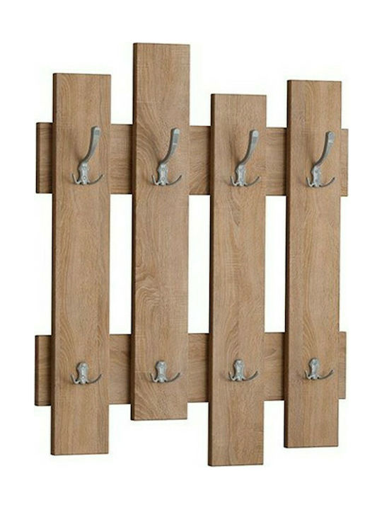 Pakketo Wooden Wall Hanger Wave with 20 Slots Brown 64x4x79cm 1pc