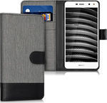 KW Canvas Wallet Γκρι/Μαύρο (Huawei Y6 2017)