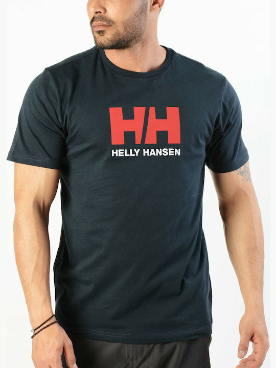 Helly Hansen Logo Ανδρικό Αθλητικό T-shirt Κοντομάνικο Navy Μπλε