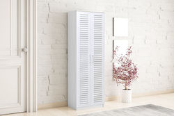 Ξύλινη Sante με 7 Ράφια Λευκή 60x37x183cm 123-000028