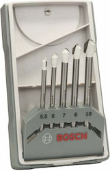 Bosch CYL-9 Σετ 5 Τρυπάνια με Κυλινδρικό Στέλεχος για Γυαλί και Πλακίδια