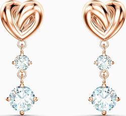Swarovski Lifelong Heart Σκουλαρίκια Κρεμαστά Επιχρυσωμένα με Πέτρες