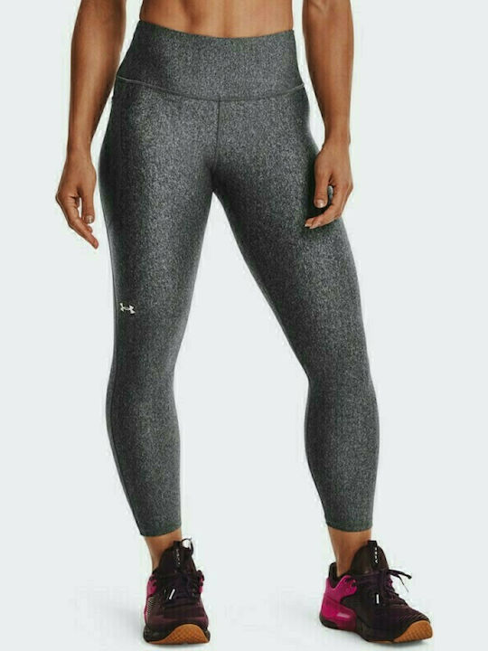 Under Armour Heat Gear 7/8 Women's Cropped Training Legging Shiny & High Waisted Gray