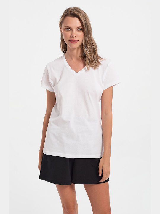 Bodymove Women's Sport T-shirt with V Neckline White