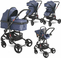 Lorelli Alba 3 in 1 Adjustable 3 in 1 Baby Stroller Suitable for Newborn Jean Blue 11.15kg
