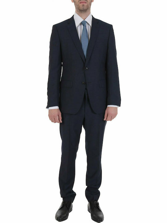 Hugo Boss Καλοκαιρινό Ανδρικό Κοστούμι με Στενή Εφαρμογή Navy Μπλε