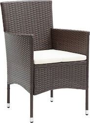 Brown Armchair White Cream 4 Pieces 53x58x84cm