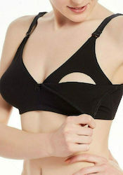 Norddiva Lingerie Βαμβακερό Σουτιέν Εγκυμοσύνης & Θηλασμού με Clips Μαύρο
