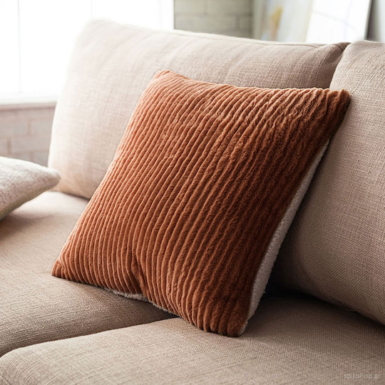 Gofis Home Μαξιλαροθήκη Softy 478/13 Κεραμιδί 43x43εκ.