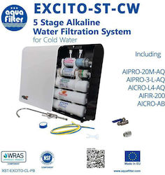 Aqua Filter Wasserfiltrationssystem Unter der Spüle Durchmesser ½" mit Wasserhahn excito-st-cw