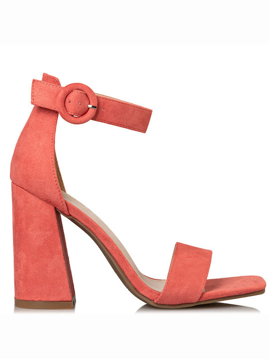Envie Shoes Damen Sandalen mit Chunky hohem Absatz in Fuchsie Farbe