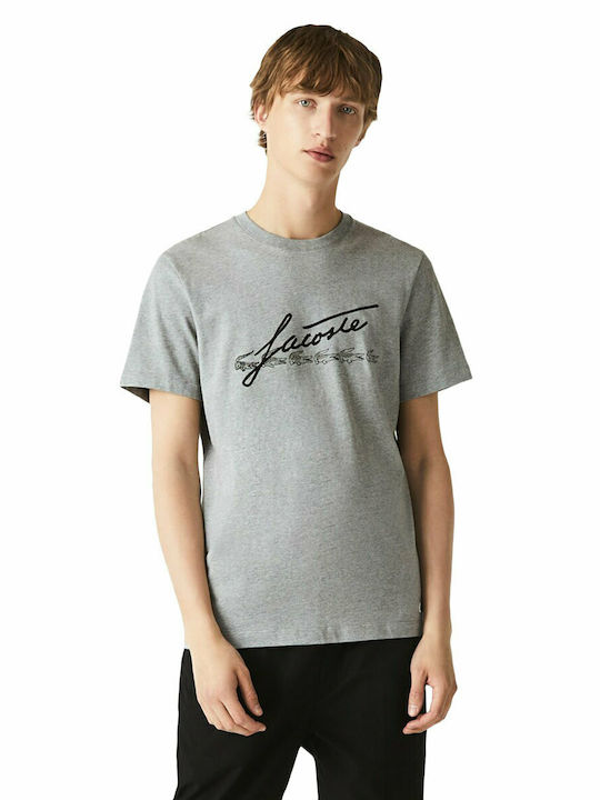 Lacoste Ανδρικό T-shirt Γκρι με Λογότυπο