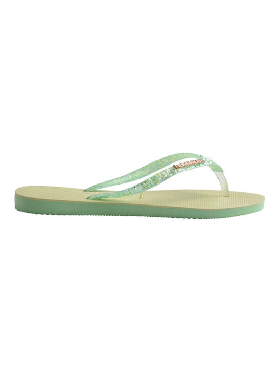 Havaianas Slim Glitter Flourish Frauen Flip Flops in Grün Farbe