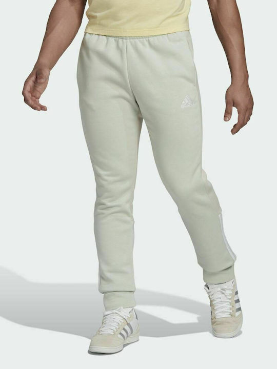 Adidas Essentials Colorblock Pantaloni de trening cu elastic Fleece Linen Green / Aluminium