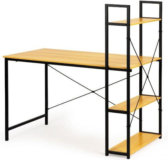 Γραφείο Loft με Βιβλιοθήκη 120x64x120.5εκ. Μαύρο / Φυσικό
