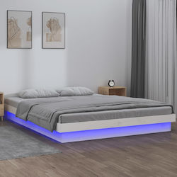 Double Bed for Mattress 160x200cm White
