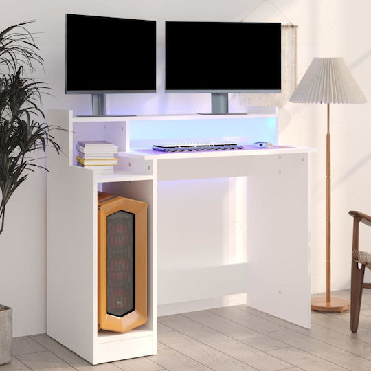 Computertisch mit LED & USB-Anschlüssen 97x45x90cm White