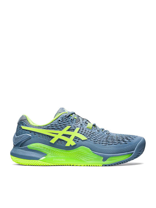 ASICS Gel-Resolution 9 Clay Ανδρικά Παπούτσια Τένις για Χωμάτινα Γήπεδα Steel Blue / Hazard Green