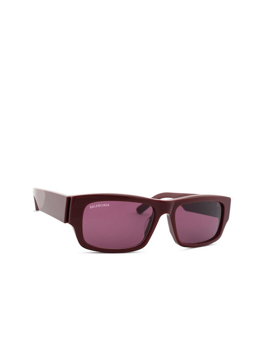 Balenciaga Women's Sunglasses with Burgundy Plastic Frame and Burgundy Lens BB0261SA-003