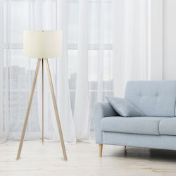 Opviq Floor Lamp H140cm Cream and Oak