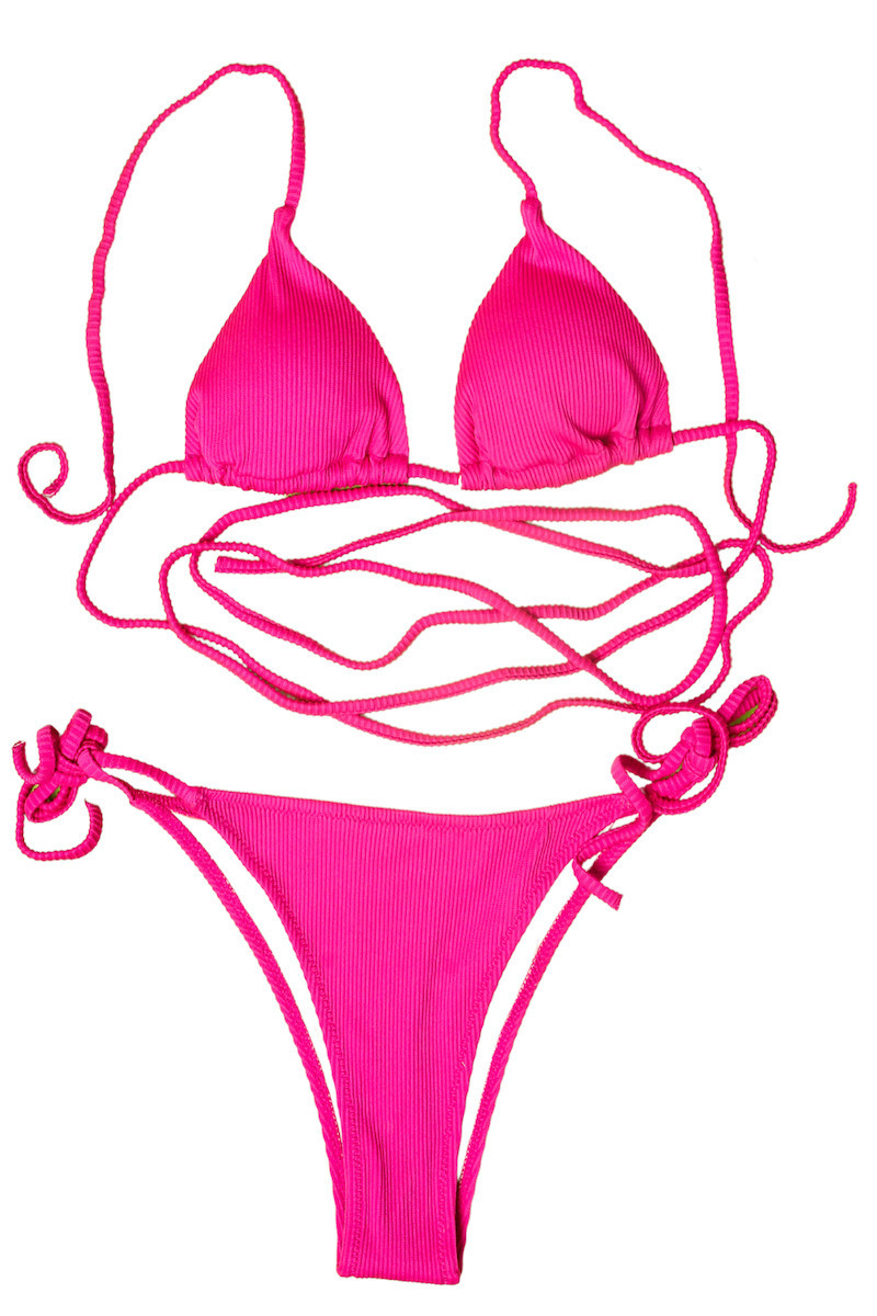 Ligglo Set Bikini Τριγωνάκι Ψηλόμεσο Ροζ 22 1802 Skroutz gr