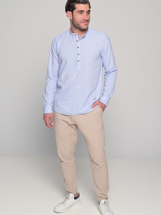 Ben Tailor KOMO Men's Shirt with Long Sleeves Slim Fit Light Blue -ΣΙΕΛ
