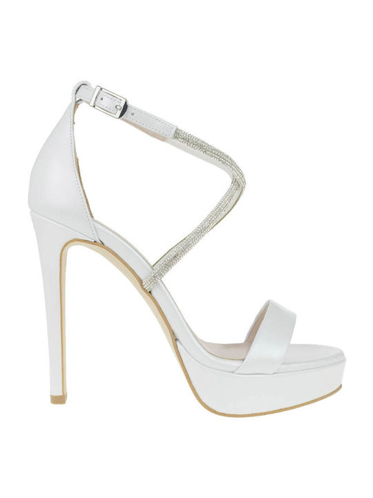 Mark Milan Women's Sandals White with Thin High Heel 2000432201