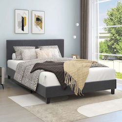 Flat Κρεβάτι Διπλό για Στρώμα 140x190cm Ανθρακί