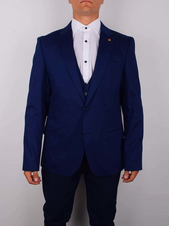 Vittorio Artist Men's Suit with Vest Navy Blue