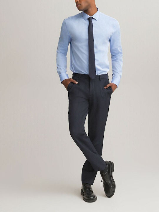 La Redoute Men's Trousers Suit Elastic in Straight Line Navy Blue