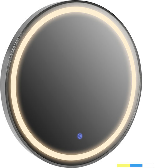 HomeMarkt HM9580.40 Wall Mirror Gray & LED Lighting Diameter 60cm
