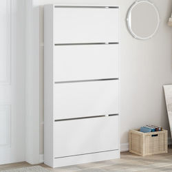 Дървена Обувки С 4 Рафта Бяла 80x21x163.5см 3214364