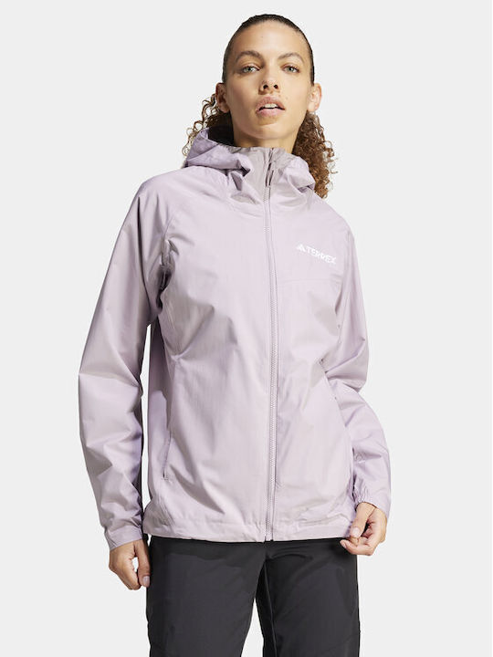 Adidas Women's Hiking Short Sports Jacket Waterproof for Winter Purple
