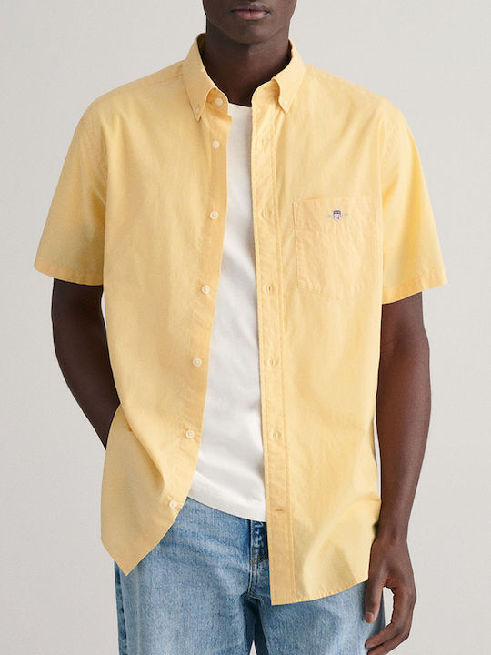 Gant Men's Shirt Short-sleeved Cotton Yellow