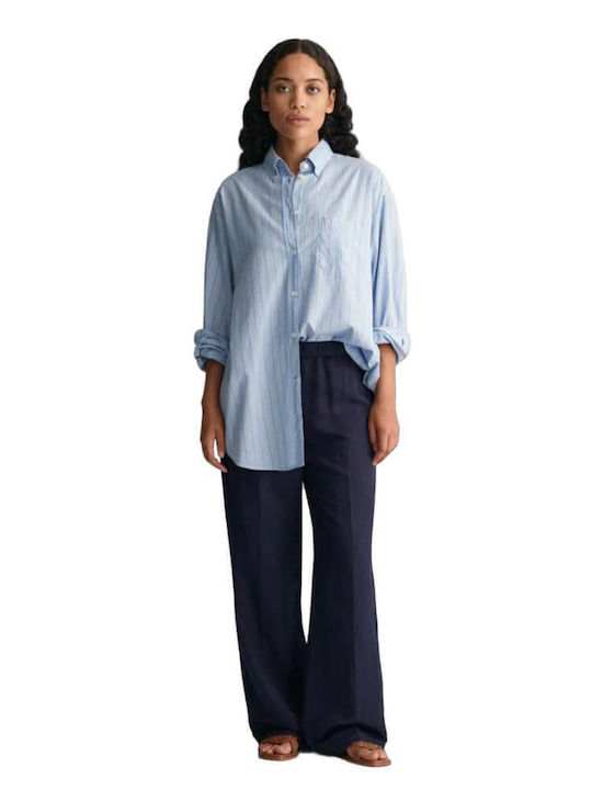 Gant Women's Linen Trousers Navy Blue