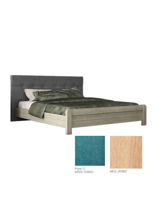 Νο 55 Queen Fabric Upholstered Bed Petrol-Petrol Enjoy 17 with Storage Space for Mattress 160x200cm