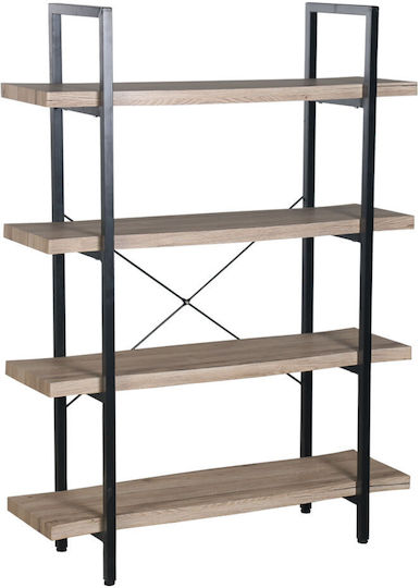 Βιβλιοθήκη Urban Φυσικό Μαύρο 105x32x140εκ.