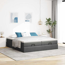 King Size Bed Base with Mattress 180x200cm Dark Gray