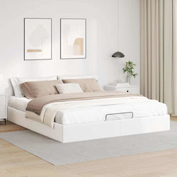 Double Bed Base with Storage Space for Mattress 160x200cm White