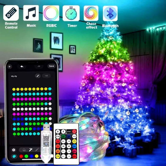 110 Smarte LED-Lichterkette 10 m RGB USB in Reihe
