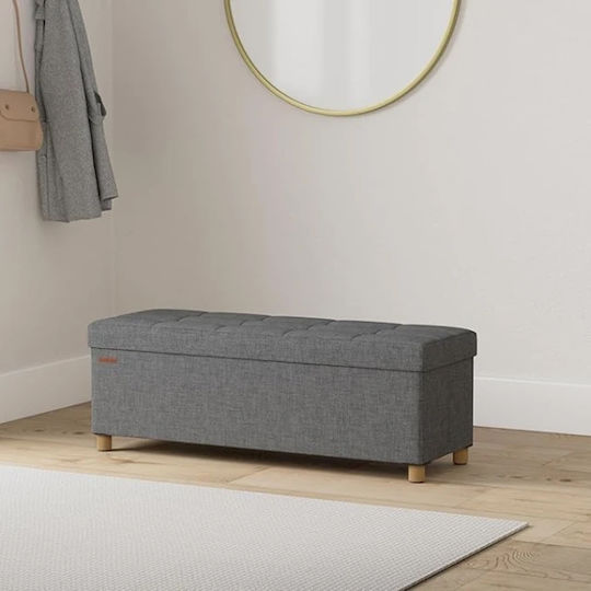 Σκαμπό Σαλονιού Πτυσσόμενο με Αποθηκευτικό Χώρο Γκρι Σκούρο 38x110x38εκ.