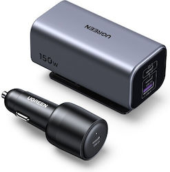 Ugreen EC706 Φορτιστής Αυτοκινήτου με Θύρες 1xUSB-A 1xType-C και Καλώδιο Ενσωματωμένο