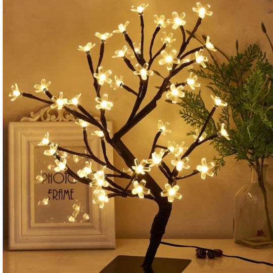 Φωτιζόμενο Διακοσμητικό Δενδράκι Άνθη – Led 50εκ 48 Λαμπάκια Θερμό Λευκό