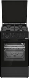 Heinner Ελεύθερη με Εστίες Υγραερίου Μαύρη HFSC-S60LITGC-BK